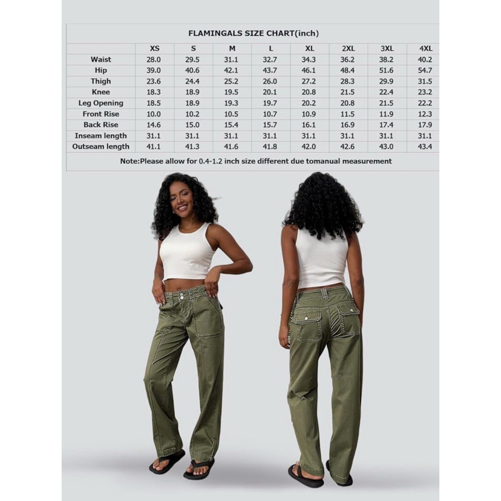 Wide Leg Utility Pants in Olive Green - Picture 3 of 12